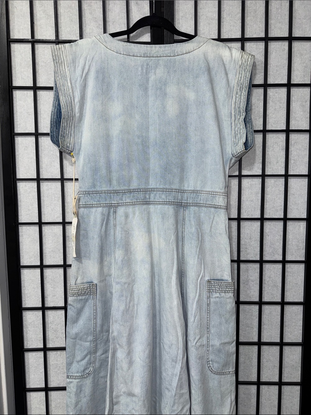 Happy Nature by Kate Hudson Denim Midi Dress 12 Light Wash Button Front Pockets - Picture 10 of 12